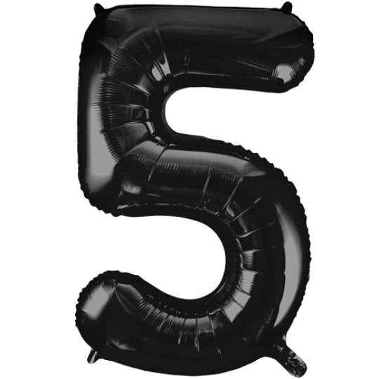 Black Number 5 Giant Foil Helium Balloon 34" (Optional Helium Inflation)