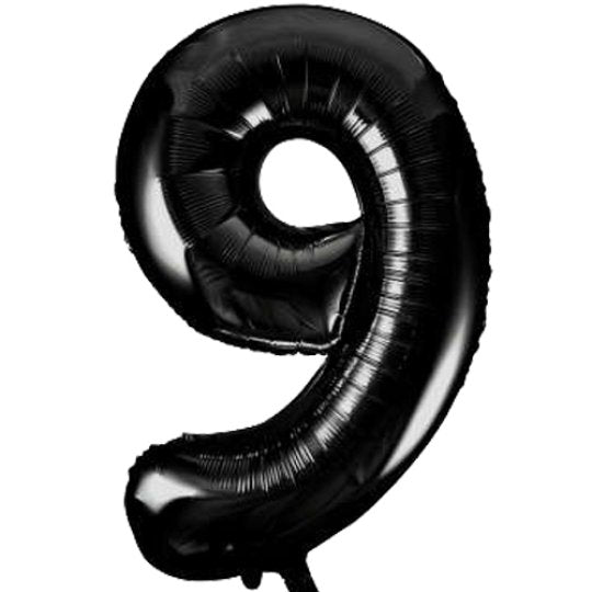 Black Number 9 Giant Foil Helium Balloon 34" (Optional Helium Inflation)