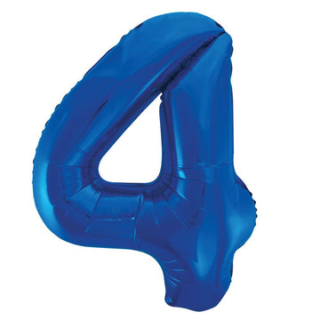 Blue Number 4 Giant Foil Helium Balloon 34" (Optional Helium Inflation)