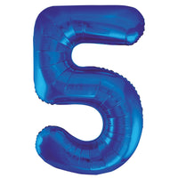 Blue Number 5 Giant Foil Helium Balloon 34" (Optional Helium Inflation)