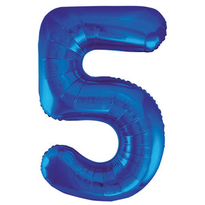 Blue Number 5 Giant Foil Helium Balloon 34" (Optional Helium Inflation)