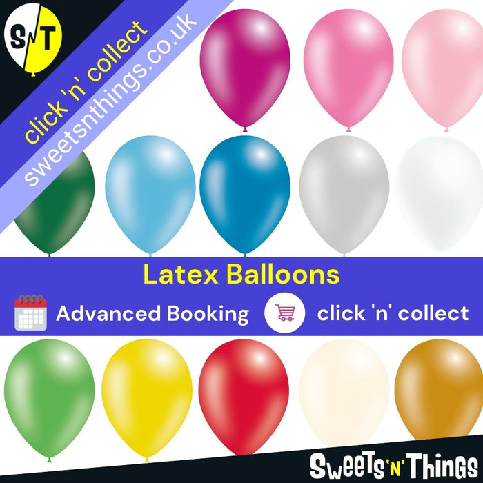 Metallic Blue Latex Balloons - Optional Helium Filled