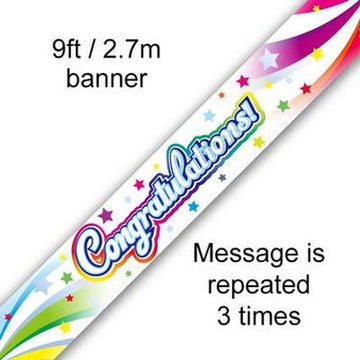 Congratulations Colourful Banner Party 9ft Long