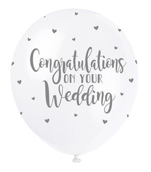 Congratulations on your Wedding Latex Balloon x 5 (Optional Inflation)