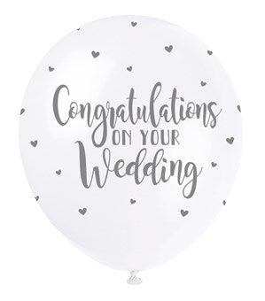 Congratulations on your Wedding Latex Balloon x 5 (Optional Inflation) - Sweets 'n' Things