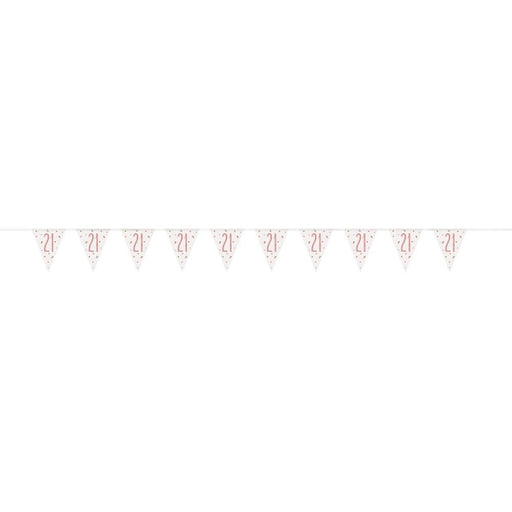 Flag Banner 21st Birthday Rose Gold Glitz - Sweets 'n' Things
