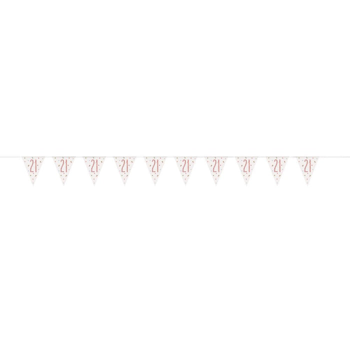 Flag Banner 21st Birthday Rose Gold Glitz - Sweets 'n' Things