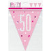 Flag Banner 50th Birthday Pink Glitz - Sweets 'n' Things