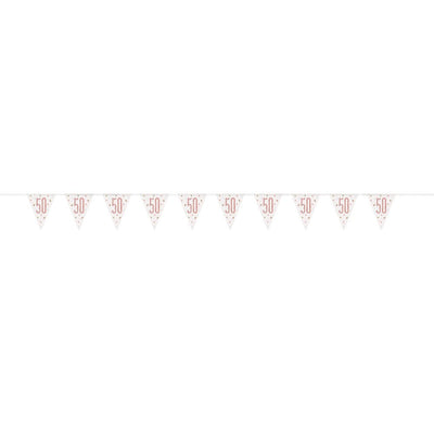 Flag Banner 50th Birthday Rose Gold Glitz