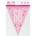 Flag Banner 60th Birthday Pink Glitz - Sweets 'n' Things