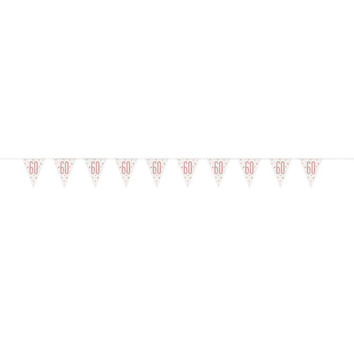 Flag Banner 60th Birthday Rose Gold Glitz - Sweets 'n' Things