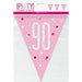 Flag Banner 90th Birthday Pink Glitz - Sweets 'n' Things