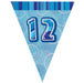 Flag Banner Happy 12th Birthday Blue holographic - Sweets 'n' Things