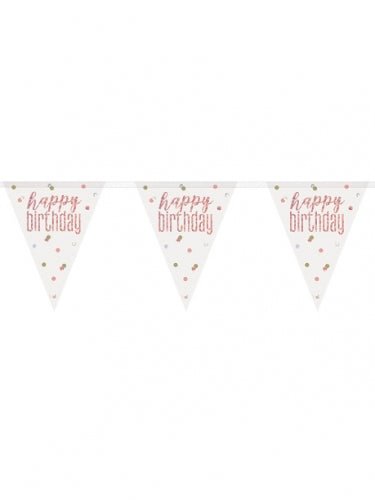 Flag Banner Rose Gold Glitz "Happy Birthday" Foil - Sweets 'n' Things