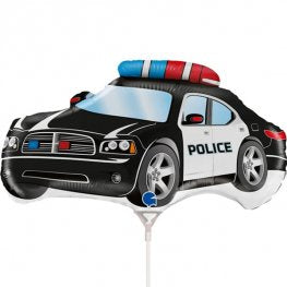 Police Car Shaped Foil Balloons 31"(Optional Helium Inflation)