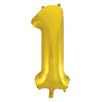 Gold Number 1 Giant Foil Helium Balloon 34" (Optional Helium Inflation)