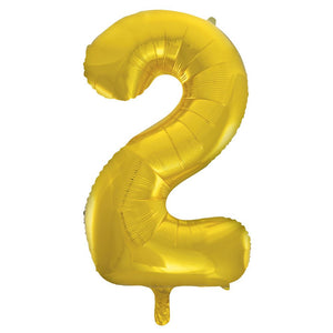 Gold Number 2 Giant Foil Helium Balloon 34" (Optional Helium Inflation)