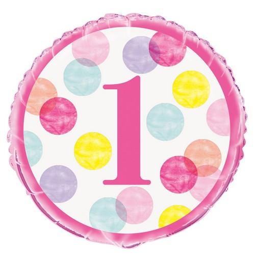 Happy 1st Birthday Pink Helium Balloon (Inflated) - Sweets 'n' Things