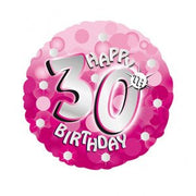 Happy 30th Birthday Pink Holographic Balloon (Helium Inflated) - Sweets 'n' Things