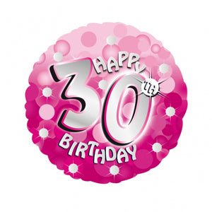 Happy 30th Birthday Pink Holographic Balloon (Helium Inflated) - Sweets 'n' Things