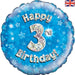Happy 3rd Birthday Blue Holographic 18" Balloon (Inflated) - Sweets 'n' Things