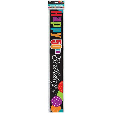 Happy 50th Birthday Banner Black and Colourful - Sweets 'n' Things