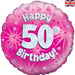 Happy 50th Birthday Pink Holographic (Helium Inflated) - Sweets 'n' Things