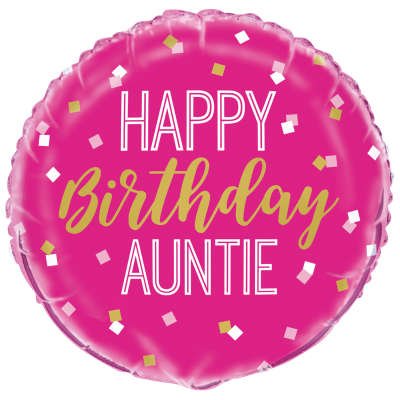 Happy Birthday Auntie Pink Foil Balloon (Inflated) - Sweets 'n' Things