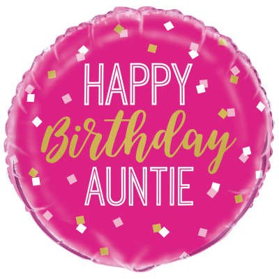 Happy Birthday Auntie Pink Foil Balloon (Inflated) - Sweets 'n' Things
