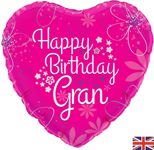Happy Birthday Gran Heart Foil Balloon (Inflated) - Sweets 'n' Things