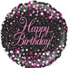 Happy Birthday Pink And Black Holographic Foil Balloon (Inflated) - Sweets 'n' Things