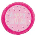 Happy Birthday Pink Glitz Round Helium Filled Balloon (Inflated) - Sweets 'n' Things