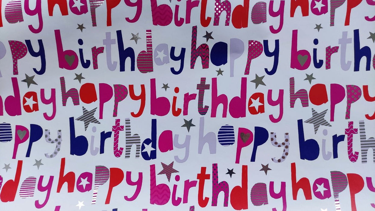 Happy Birthday Pink Wrapping Paper Roll - Sweets 'n' Things