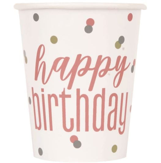 Happy Birthday Rose Gold Glitz Paper Cups - Sweets 'n' Things