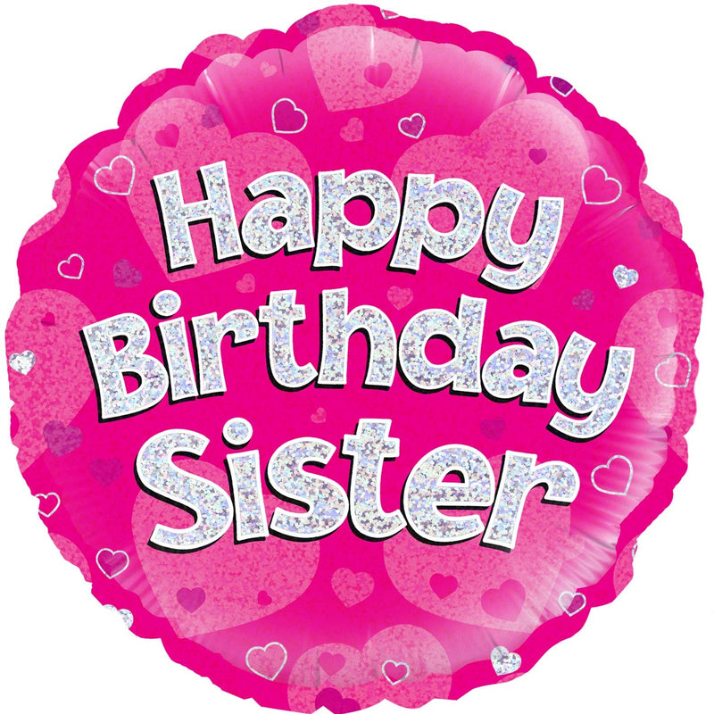 Happy Birthday Sister Pink Foil Balloon (Inflated) - Sweets 'n' Things