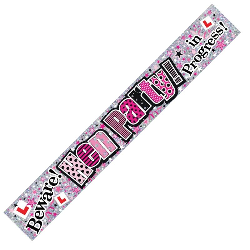 Hen Party in Progress Beware Banner - Sweets 'n' Things