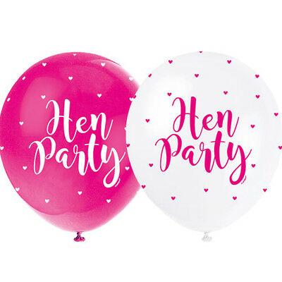 Hen Party (Pink and White) Latex Balloon x 5 (Optional Inflation) - Sweets 'n' Things