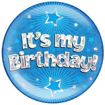 Holographic Jumbo Badge - It’s My Birthday Blue - Sweets 'n' Things