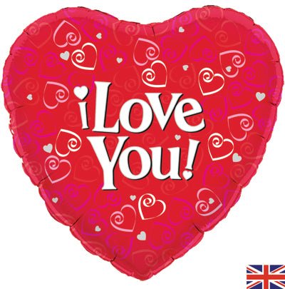I Love You Heart Shaped Foil Balloon (Optional Helium Inflation) - Sweets 'n' Things