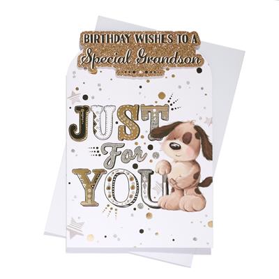 Grandson Birthday Card - Cute Puppy