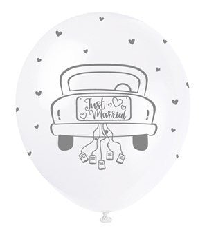 Just Married Latex Balloon x 5 (Optional Inflation) - Sweets 'n' Things