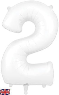 Matte White Number 2 Giant Foil Helium Balloon 34" (Optional Helium Inflation)