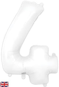 Matte White Number 4 Giant Foil Helium Balloon 34" (Optional Helium Inflation)