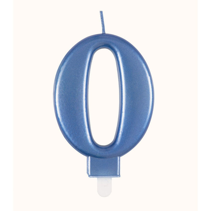 Metallic BLUE Number 0 Birthday Candle - Sweets 'n' Things
