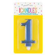 Metallic BLUE Number 1 Birthday Candle - Sweets 'n' Things