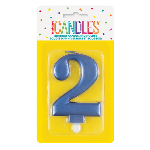 Metallic BLUE Number 2 Birthday Candle - Sweets 'n' Things