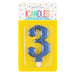 Metallic BLUE Number 3 Birthday Candle - Sweets 'n' Things
