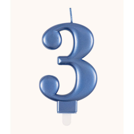 Metallic BLUE Number 3 Birthday Candle - Sweets 'n' Things