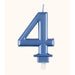 Metallic BLUE Number 4 Birthday Candle - Sweets 'n' Things