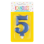 Metallic BLUE Number 5 Birthday Candle - Sweets 'n' Things